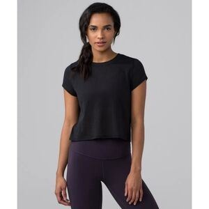 Lululemon Hint of Sheer Tee T-shirt Sleeve Top Black Burnout Size 8